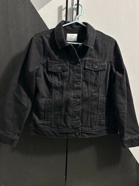Old Navy Classic Black Washed Denim Jacket Women's Size L